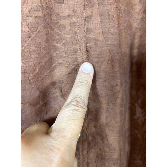 Chicos Button Up 2 Large Brown Sheer Abstract Linen Blend Jacket - Picture 12 of 13